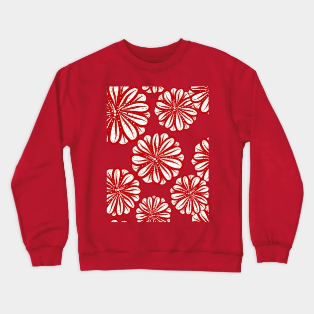 Abstract Red flower line art seamless digital pattern Crewneck Sweatshirt by Ammi